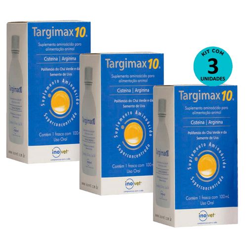 Kit 3 Targimax 10 Suplemento Animal 100ml- Inovet