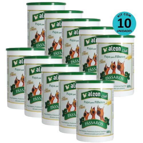 Kit 10 Ração Alcon Club Papa Filhote Pássaros Super Premium 600g