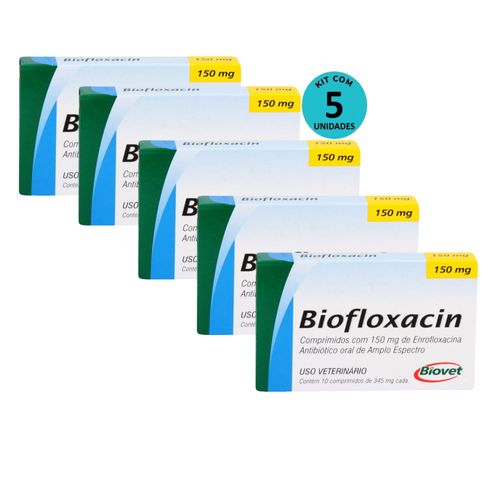 Kit 5 Biofloxacin 150mg C/ 10 Comprimidos- Biovet