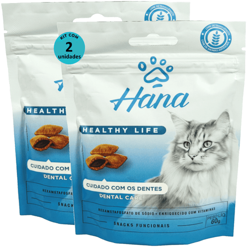 Kit 2 Snacks Hana Healthy Life Dental Care P/ Gatos Adultos- 60g Kit 2 Snacks Hana Healthy Life Dental Care P/ Gatos Adultos- 60g