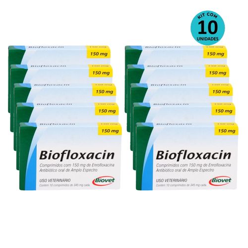 Kit 10 Biofloxacin 150mg C/ 10 Comprimidos- Biovet