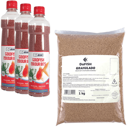 Kit 3 Alcon Goldfish Colour Bits 220g + 1 Alcon Dufish 1kg