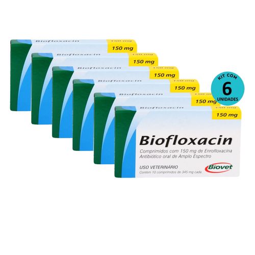 Kit 6 Biofloxacin 150mg C/ 10 Comprimidos- Biovet