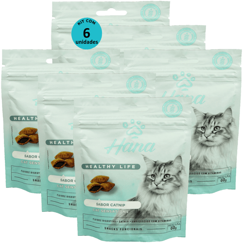 Kit 6 Snacks Hana Healthy Life Cat Sensations P/ Gatos Adultos- 60g Kit 6 Snacks Hana Healthy Life Cat Sensations P/ Gatos Adultos- 60g