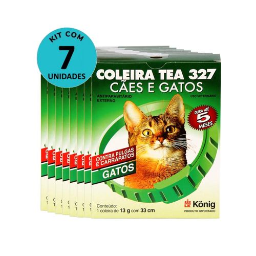 Kit Coleira Contra Pulgas e Carrapatos TEA 327 Gatos König 13g c/ 33cm C/ 7 unidades Kit Coleira Contra Pulgas e Carrapatos TEA 327 Gatos König 13g c/ 33cm C/ 7 unidades