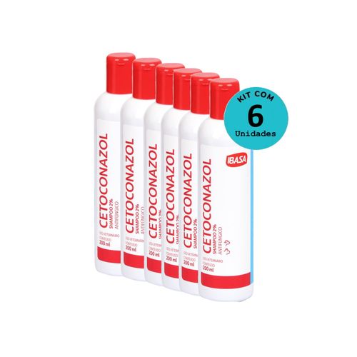 Kit Shampoo Cetoconazol 2% Ibasa 200ml C/ 6 unidades