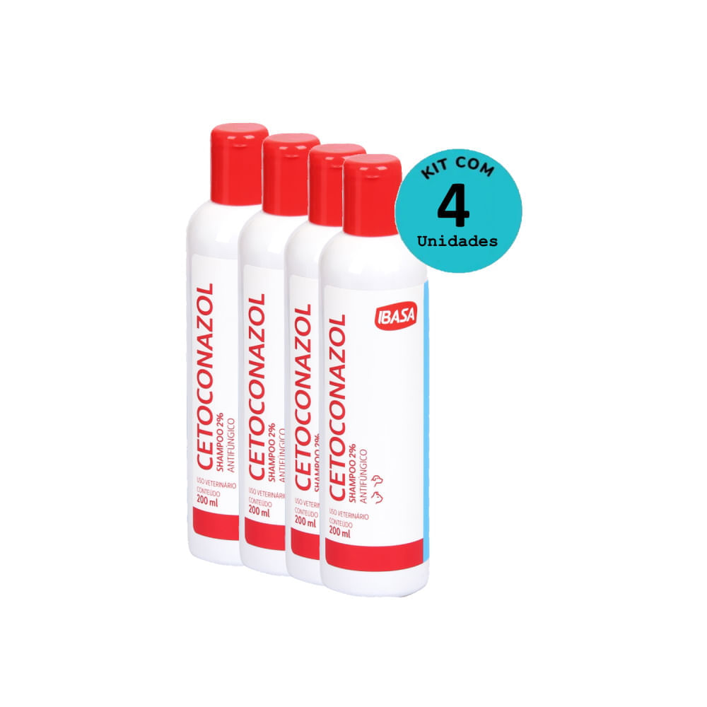 Kit Shampoo Cetoconazol 2% Ibasa 200ml C/ 4 unidades