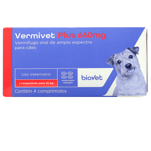 Vermífugo Vermivet Plus Biovet 660mg c/ 4 Comprimidos