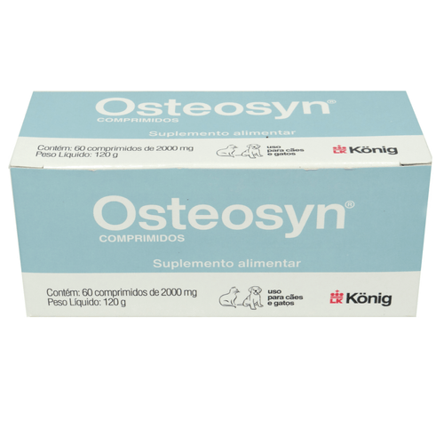 Suplemento Alimentar Osteosyn König 2000mg p/ Cães Grandes c/ 60 Comprimidos