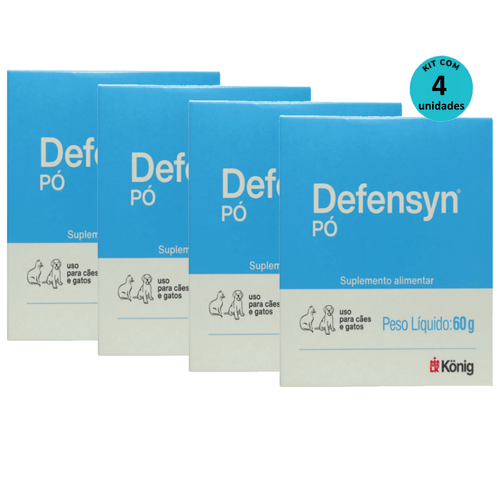 Kit 4 Suplemento Alimentar Defensyn Pó König 60g p/ Cães e Gatos Kit 4 Suplemento Alimentar Defensyn Pó König 60g p/ Cães e Gatos