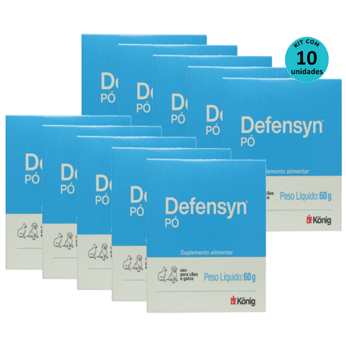Kit 10 Suplemento Alimentar Defensyn Pó König 60g p/ Cães e Gatos