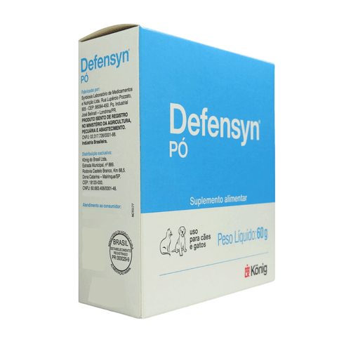Suplemento Alimentar Defensyn Pó König 60g p/ Cães e Gatos