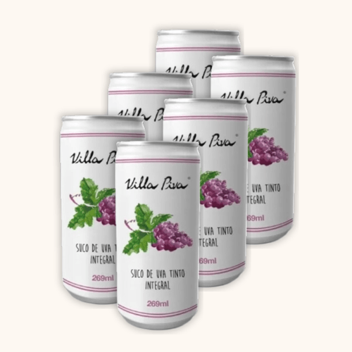 Kit 6X: Suco de Uva Integral Sem Açúcar Lata Villa Piva 269ml Kit 6X: Suco de Uva Integral Sem Açúcar Lata Villa Piva 269ml