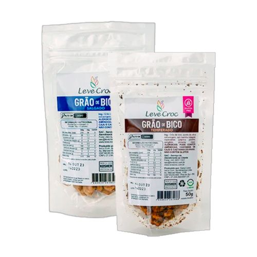 Kit 2 Snacks de Grão de Bico Leve Croc: Salgado, Temperado