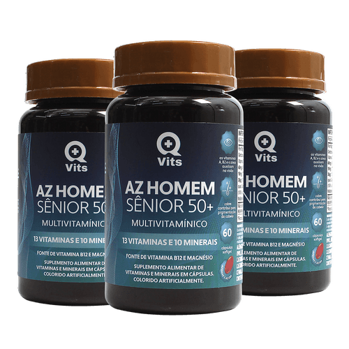 Kit AZ Homem Sênior 50+ Completo QMaisVits 180 Caps Softgel sem sabor Kit AZ Homem Sênior 50+ Completo QMaisVits 180 Caps Softgel sem sabor