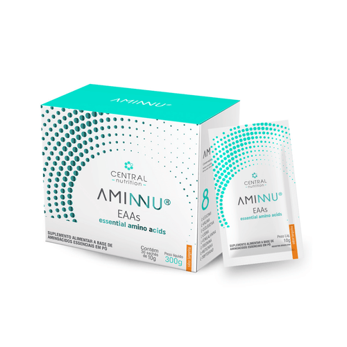 **AMAZON Aminnu EAAs  Aminoácidos 30 Sachês 10g Central Nutrition Tangerina