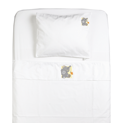 Lençol de Berço e Mini Cama Percal 200 fios 3 peças Colorido Elefante D´Bella for Baby