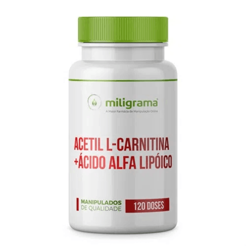 Acetil L-carnitina 500mg + Ácido Alfa Lipóico 200mg 120 Doses 120 Doses