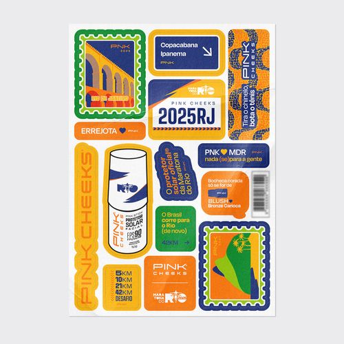 Cartela Stickers Pink Cheeks e Maratona do Rio 2025 Cartela Stickers Pink Cheeks e Maratona do Rio 2025