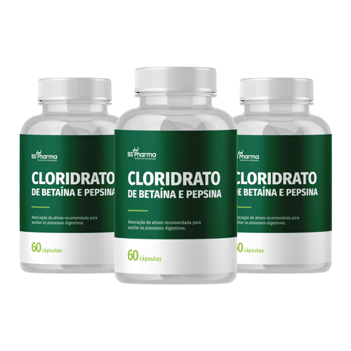 Combo Cloridrato de Betaína e Pepsina - 3 Frascos 3x60