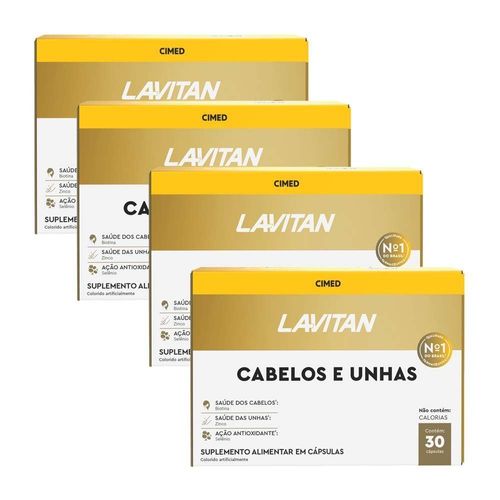 KIT 4 Lavitan Cabelos e Unhas 60 cápsulas Sem Sabor 60 Cápsulas