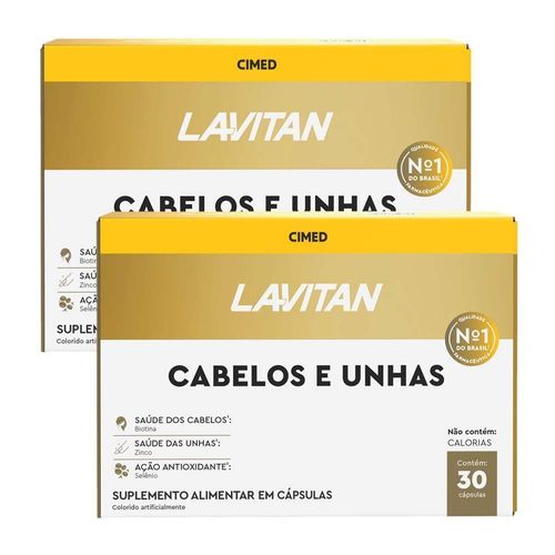 KIT 2 Lavitan Cabelos e Unhas 60 cápsulas Sem sabor 60 Cápsulas
