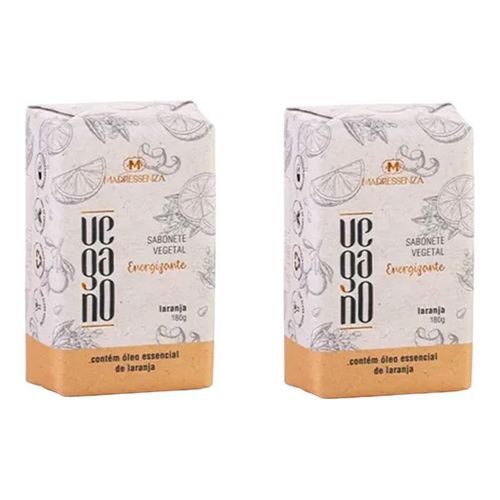 KIT 2 Sabonetes em Barra Vegano Laranja Madressenza 180g KIT 2 Sabonetes em Barra Vegano Laranja Madressenza 180g