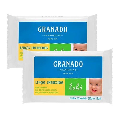 KIT 2 Lenços Umedecidos Bebê Tradicional Granado 50 unidades
