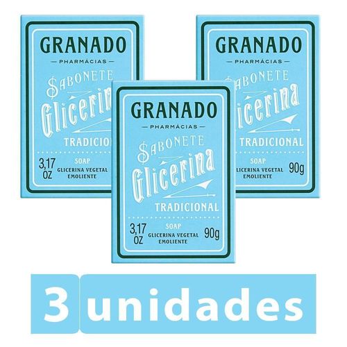 KIT 3 Sabonetes em Barra Glicerina Tradicional Granado 90g KIT 3 Sabonetes em Barra Glicerina Tradicional Granado 90g