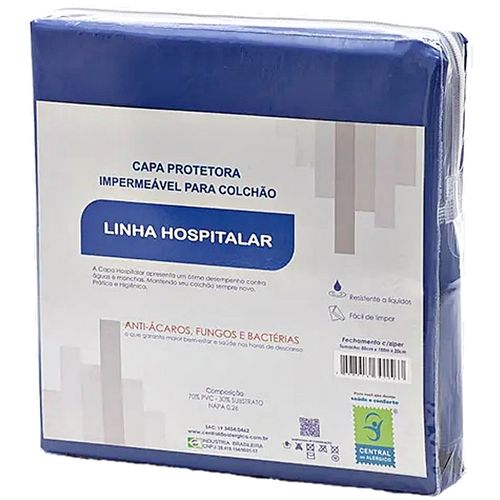 Capa Impermeável de Napa Hospitalar para Colchão - Solteiro - Zíper - 90cm x 1,91m x 20cm Capa Impermeável de Napa Hospitalar para Colchão - Solteiro - Zíper - 90cm x 1,91m x 20cm
