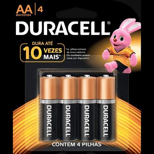 Pilha Alcalina AA Duracell 1.5V - 4 unidades Pilha Alcalina AA Duracell 1.5V - 4 unidades