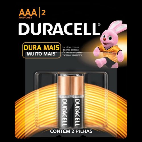Pilha Alcalina AAA Duracell 1.5V - Palito - 2 Unidades