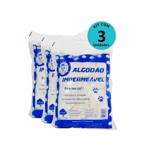 Kit Algodão Hidrófobo (Impermeável) Cotlín 500g - com 3 unidades Kit Algodão Hidrófobo (Impermeável) Cotlín 500g - com 3 unidades