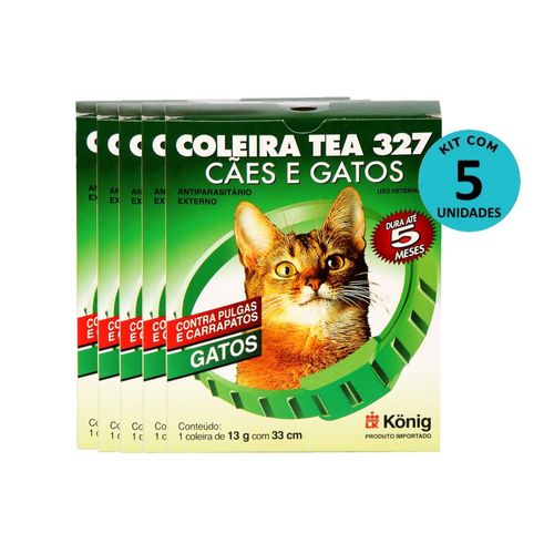 Kit Coleira TEA 327 Gatos König 13g c/33cm -5 Unidades Kit Coleira TEA 327 Gatos König 13g c/33cm -5 Unidades