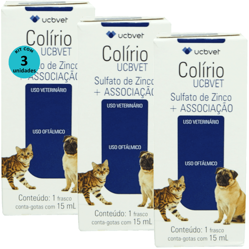 Colírio UCBVET 15ml Para Cães Kit Com 3 Unidades Colírio UCBVET 15ml Para Cães Kit Com 3 Unidades