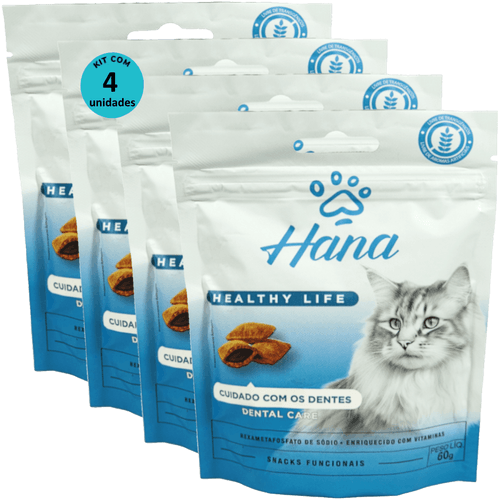 Kit 4 Snacks Hana Healthy Life Dental Care P/ Gatos Adultos- 60g Kit 4 Snacks Hana Healthy Life Dental Care P/ Gatos Adultos- 60g
