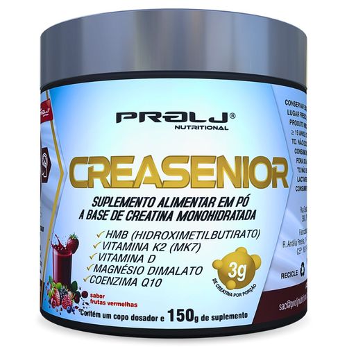 Creasenior Creatina Monohidratada com HMB, Magnésio Dimalato, Vitamina K e Vitamina D | 150 Sabor Frutas Vermelhas CREASENIOR CREATINA MONOHIDRATADA 150g SABOR FRUTAS VERMELHAS