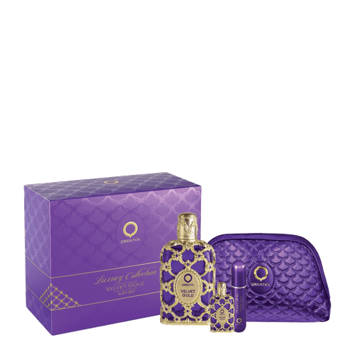 Kit Orientica Velvet Gold Feminino - EDP 80ml + Miniatura 7,5ml + Atomizador + Necessaire Kit Kit Orientica Velvet Gold Feminino - EDP 80ml + Miniatura 7,5ml + Atomizador + Necessaire Kit