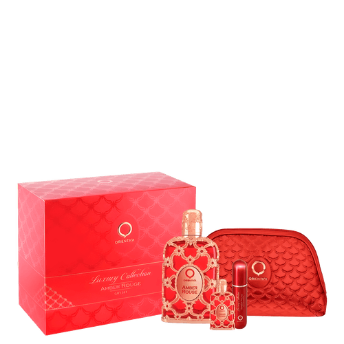 Kit Orientica Amber Rouge Unissex - EDP 80ml + 7,5ml + Atomizer + Necessaire Kit