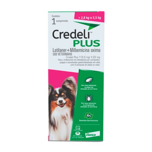 Credeli Plus 112,5mg/ 4,22mg - 1 Comp - Cães 2,8kg a 5,5kg Sim Credeli Plus 112,5mg/ 4,22mg - 1 Comp - Cães 2,8kg a 5,5kg Sim
