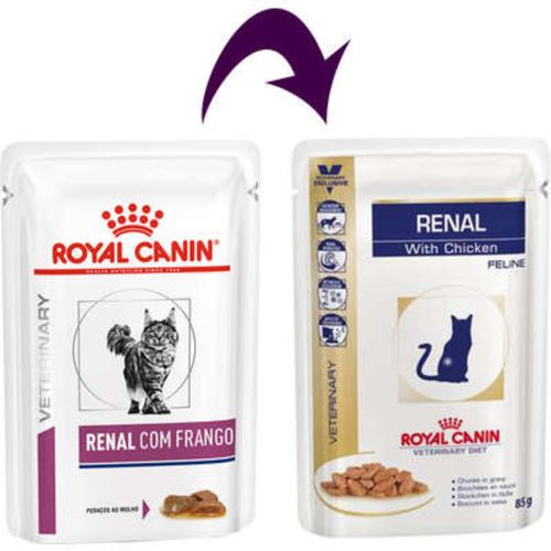 Caixa com 12 unidades Caixa 12 unid Ração Royal Canin Veterinary Diet Feline Wet Renal S/O 85g 85g