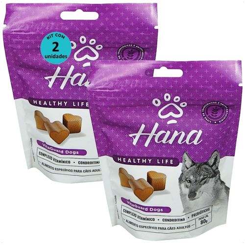 SNACK HANA HEALTHY LIFE VITAGUARD DOGS PARA CÃES ADULTOS 80G KIT COM 2