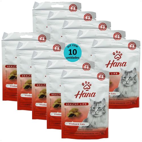 SNACK HANA HEALTHY LIFE VITAGUARD CATS PARA GATOS ADULTOS 60G KIT COM 10 SNACK HANA HEALTHY LIFE VITAGUARD CATS PARA GATOS ADULTOS 60G KIT COM 10