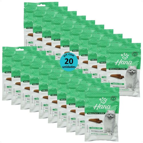 SNACK HANA LIFE DENTAL CARE CÃES ADULTOS RAÇAS MINI E PEQUENAS 60G KIT COM 20