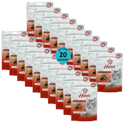 SNACK HANA HEALTHY LIFE VITAGUARD CATS PARA GATOS ADULTOS 60G KIT COM 20
