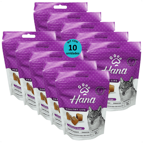 SNACK HANA HEALTHY LIFE VITAGUARD DOGS PARA CÃES ADULTOS 80G KIT COM 10
