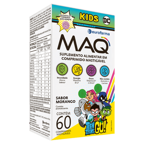 MAQ kids Infantil Mastigavel 60cp sabor morango