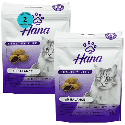 SNACK HANA HEALTHY LIFE PH BALANCE PARA GATOS ADULTOS 60G KIT COM 2