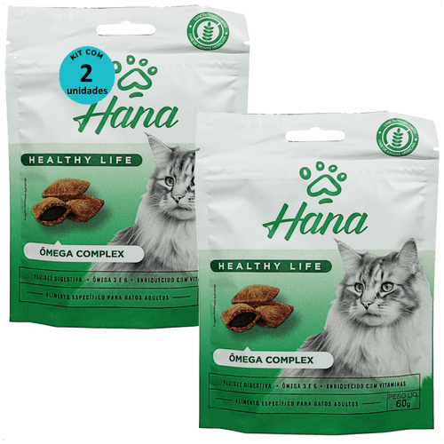 SNACK HANA HEALTHY LIFE ÔMEGA COMPLEX PARA GATOS ADULTOS 60G KIT COM 2