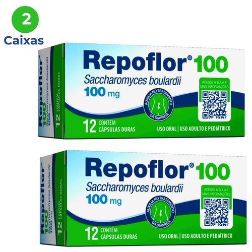 Repoflor 100 MG 12 CA restaurador da flora intestinal Kit 2